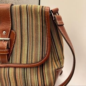 Etienne Aigner Multi Striped Canvas Foldover Shoulder Bag